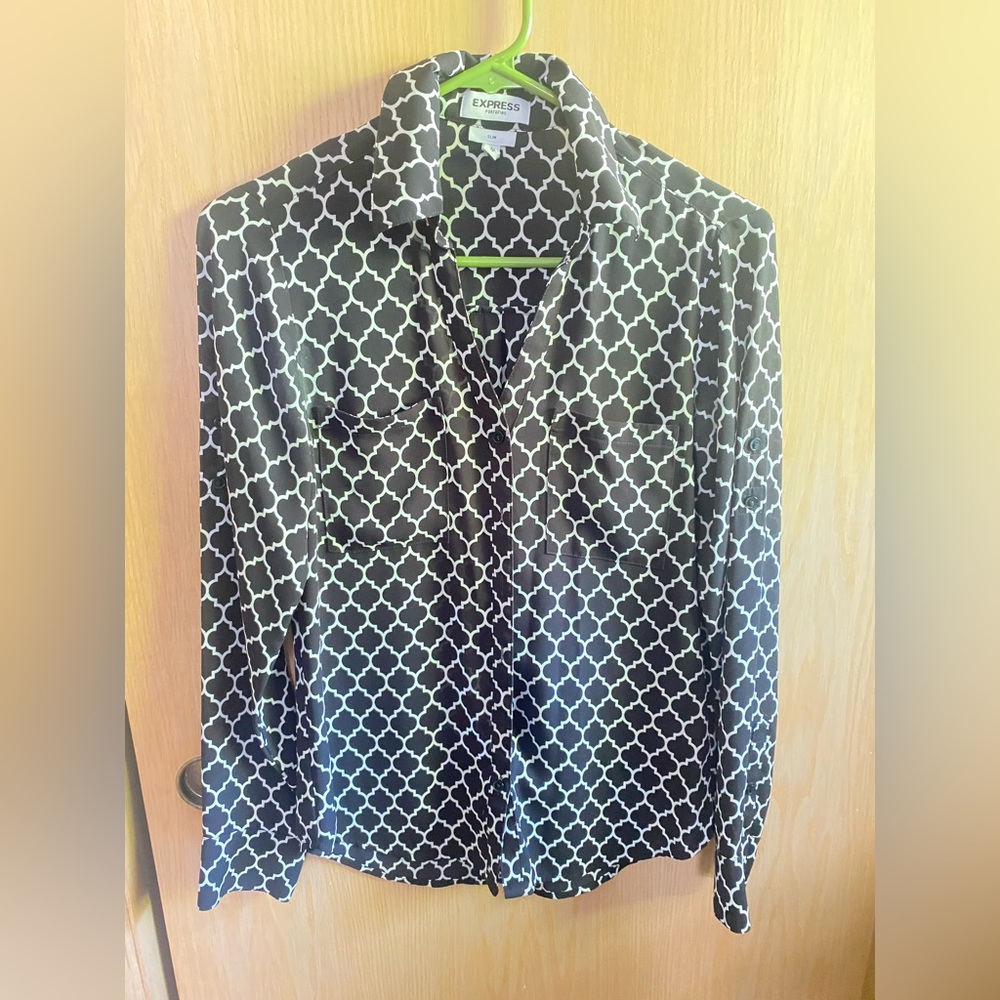 Black & White Portofino Button Down Top from Express